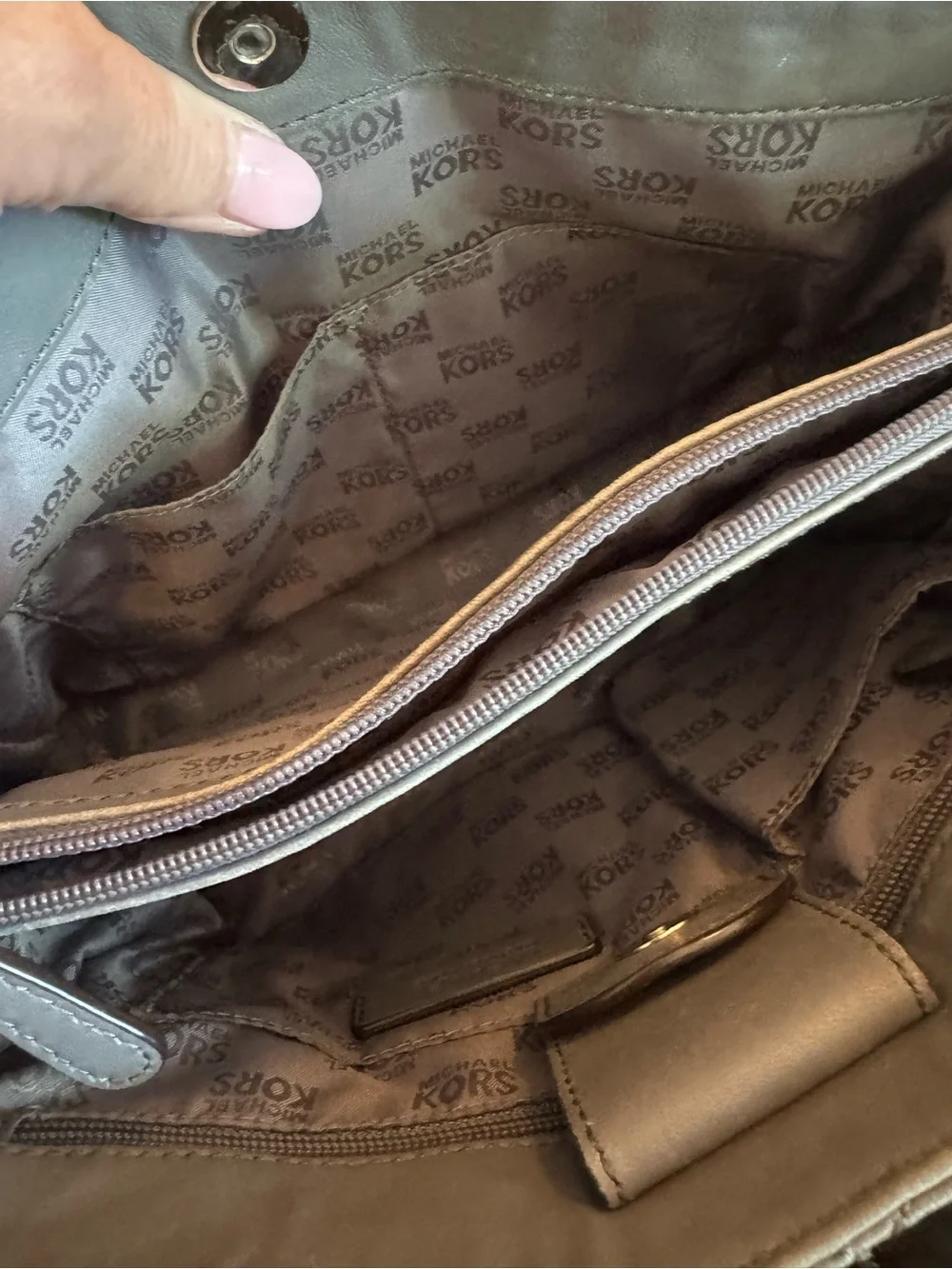 Michael Kors Quilted Satchel and Wallet Set in Gray